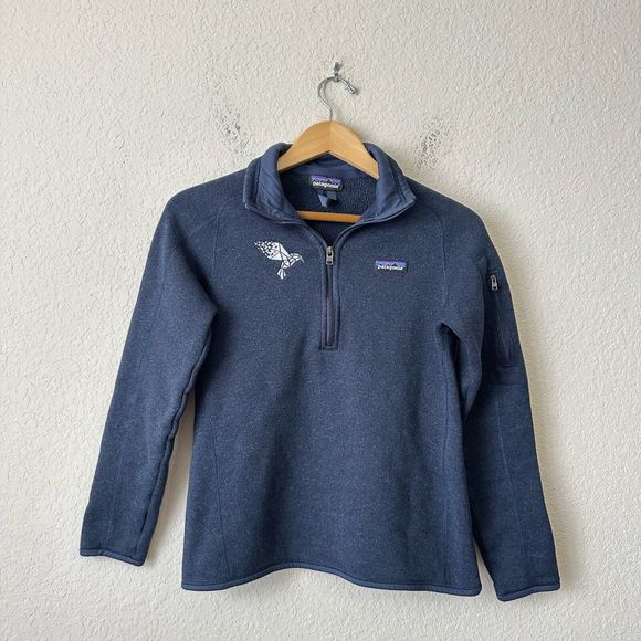 Patagonia Sweaters - PATAGONIA Womens Better Sweater 1/4-Zip Pullover in Navy Company Logo